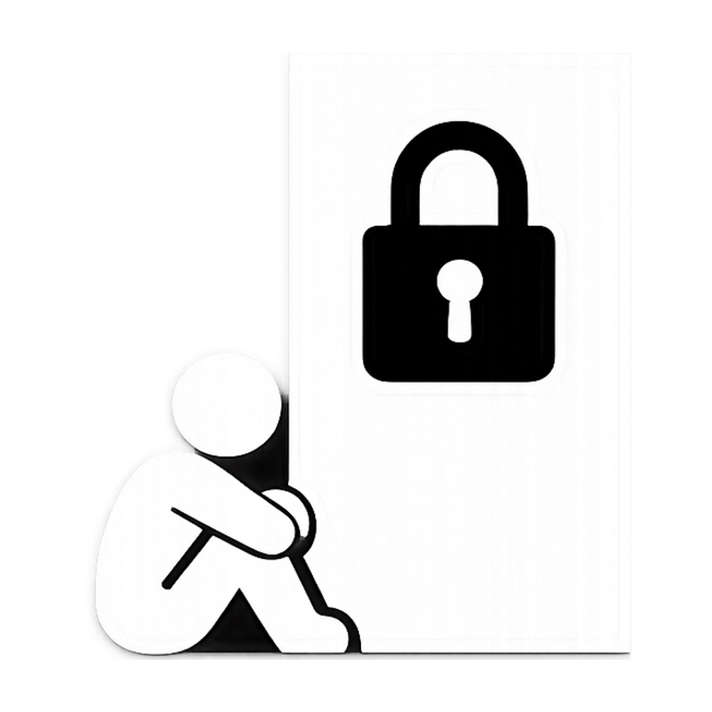 Lockdown student beside locked door icon